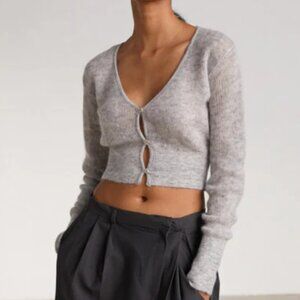 Source Unknown Fuzzy Mohair Cardigan, Light Grey NWOT